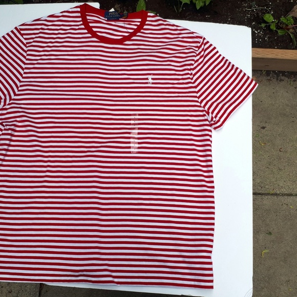 Ralph Lauren Polo Stripped Tee RedWhite NWT L/M - Picture 6 of 8